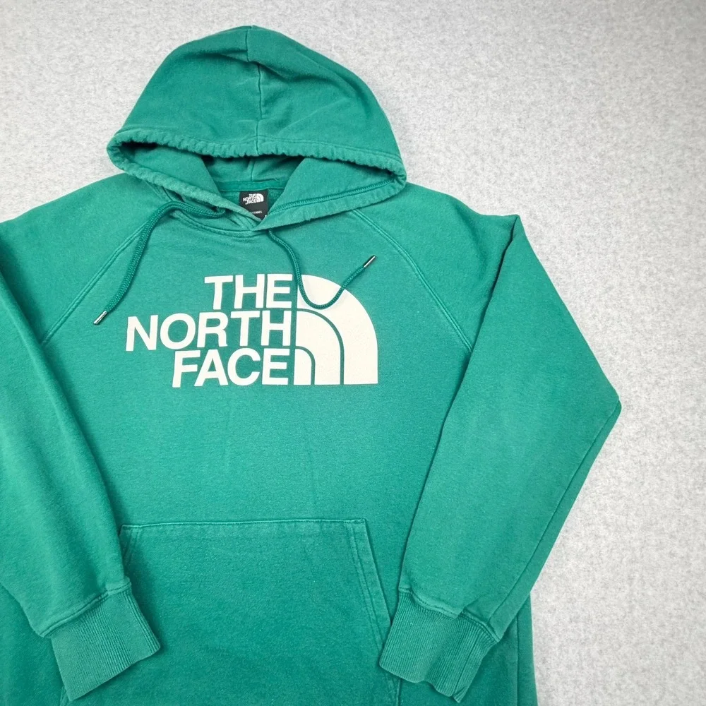 The North Face Womens Green Logo Pullover Hoodie Sweatshirt Size Medium